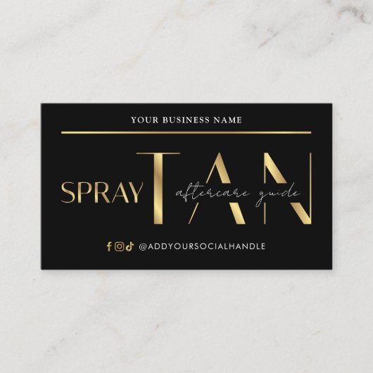 スプレータンアフターケアモダンガイドブラック&金ゴールド 名刺 (正面)