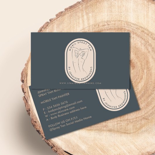 スプレータンウーマン体スキンネイビーベージュ 名刺