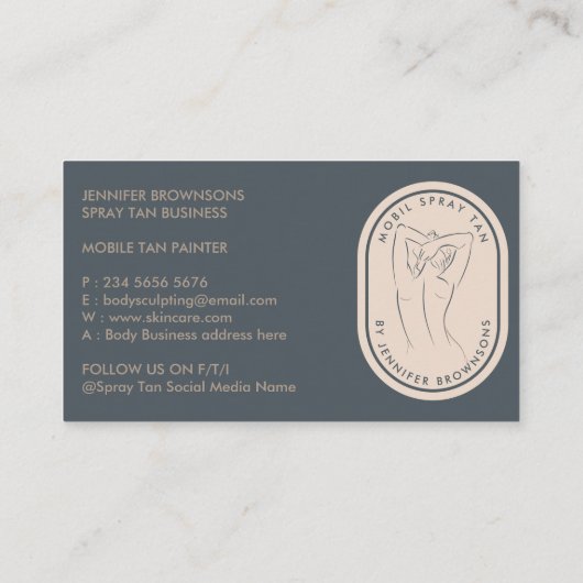 スプレータンウーマン体スキンネイビーベージュ 名刺 (裏面)