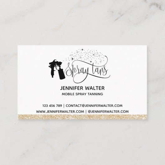 スプレータンスクリプト金ゴールドグリッター紙吹雪 名刺 (裏面)