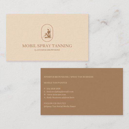 スプレータンニングの女性 ボーホー ボディ スキンケア 名刺 (正面/裏面)