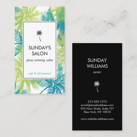 スプレータンニングサロントロピカルグリーンパーム 名刺 (正面/裏面)