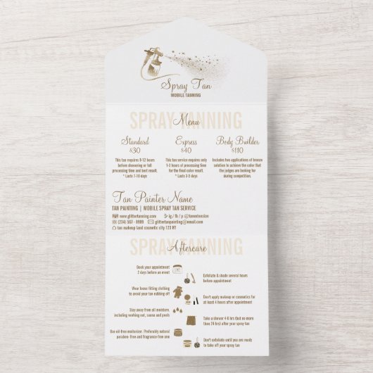 スプレータンニングサービス価格アフターケア オールインワン招待状 (内側)