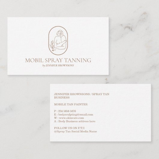 スプレータンニングボホ体スキンケア女性ロゴ 名刺 (正面/裏面)