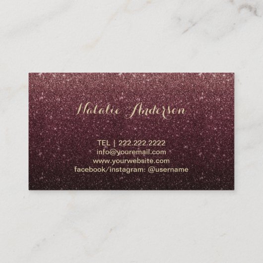 スプレータンニングモダンバーガンディーレッドグリッター 名刺 (裏面)