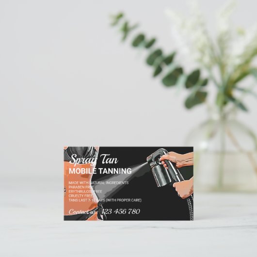 スプレータンニングモバイル体タン絵を描サマーブロンズ 名刺 (スタンド正面)
