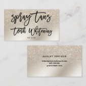 スプレータンロゴの歯のタイポグラフィパールグリッター 名刺 (正面/裏面)