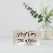 スプレータンロゴの歯のタイポグラフィパールグリッター 名刺 (スタンド正面)