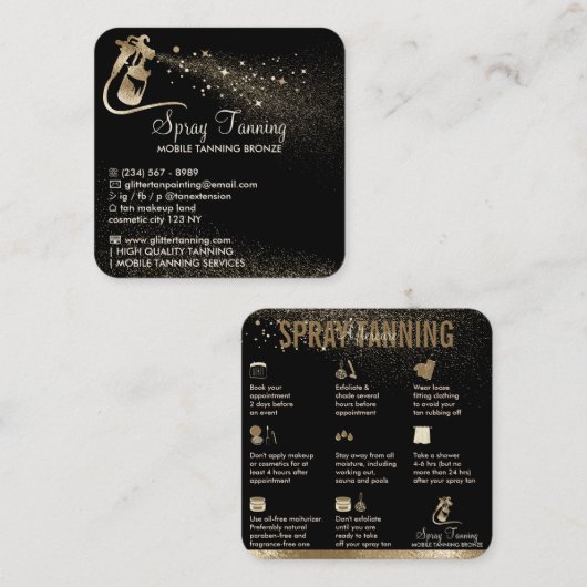 スプレータン後のケア方法と注意事項 スクエア名刺 (正面/裏面)