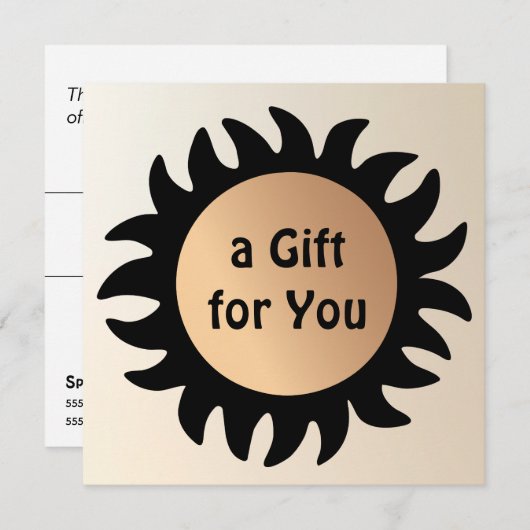 スプレータン日焼けサロンギフト券 招待状 (正面/裏面)