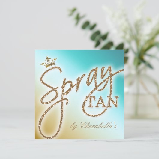 スプレータン金ゴールドグリッタークラウンサロン招待状 招待状 (スタンド正面)