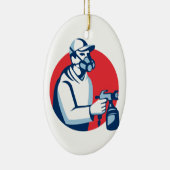 スプレーペインターのスプレー式塗料銃のレトロ セラミックオーナメント (右)