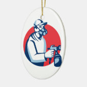 スプレーペインターのスプレー式塗料銃のレトロ セラミックオーナメント (左)