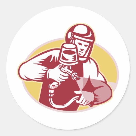 スプレーペインター噴霧絵を描レトロ ラウンドシール (正面)