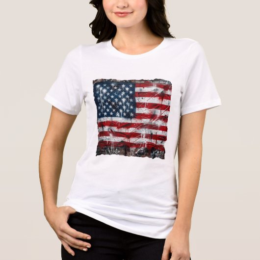"スプレーペイントUSA" トライブレンドTシャツ (正面)