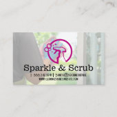 スプレーボトルのロゴ | 女性清掃用ガラス窓 名刺 (正面)