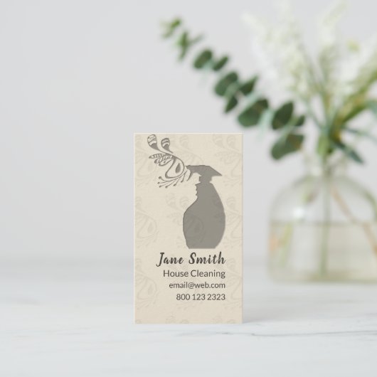 スプレーボトルハウスウィンドウ清掃メンテナンス 名刺 (スタンド正面)