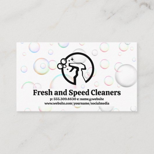スプレーボトル |シャボン玉 |クリーナー 名刺 (正面)