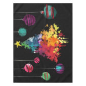 スプレー塗料のクリスマスツリーとオーナメント テーブルクロス (正面)