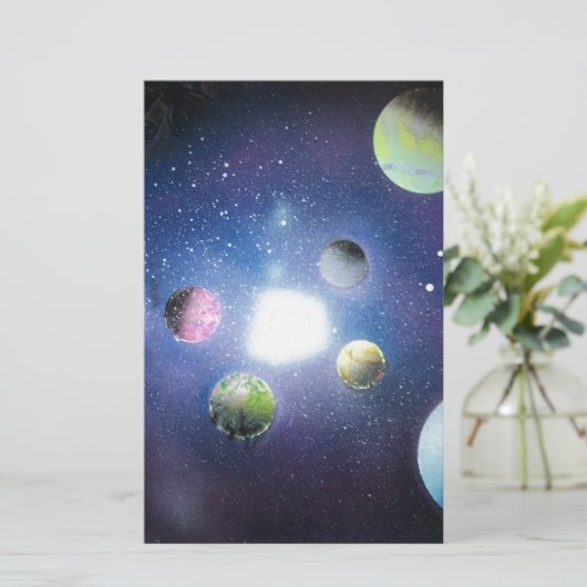スプレー式塗料の芸術の宇宙の銀河系の絵画 便箋 (スタンド正面)