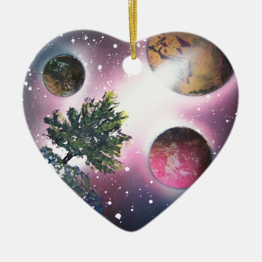 スプレー式塗料の芸術の宇宙の風景画 セラミックオーナメント (正面)