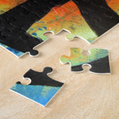 スプレー式塗料の芸術の虹のピースサインの絵画 ジグソーパズル (側面)