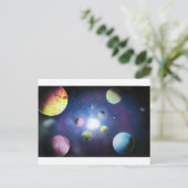 スプレー絵を描アート宇宙銀河系絵を描ズ ポストカード (スタンド正面)