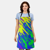 スプレー絵を描マルディグラスブルー エプロン (着用した状態)