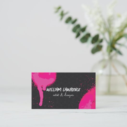 スプレー絵を描 |黒のパターン 名刺 (スタンド正面)