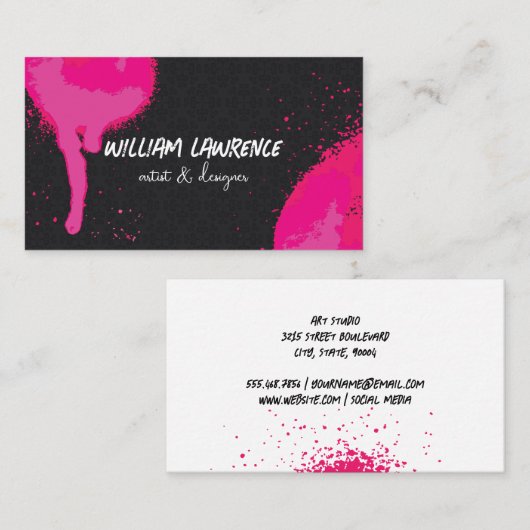 スプレー絵を描 |黒のパターン 名刺 (正面/裏面)