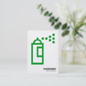 スプレー缶 – 草の緑（白） 名刺 (スタンド正面)