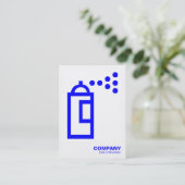 スプレー缶 – 青（白） 名刺 (スタンド正面)