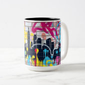 スプレー鮮やかシ絵を描ティスカイライン ツートーンマグカップ (正面右)