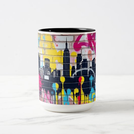スプレー鮮やかシ絵を描ティスカイライン ツートーンマグカップ (中央)
