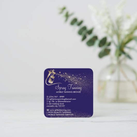 スプレーTanアフターケアの手順のヒントnavy スクエア名刺 (スタンド正面)