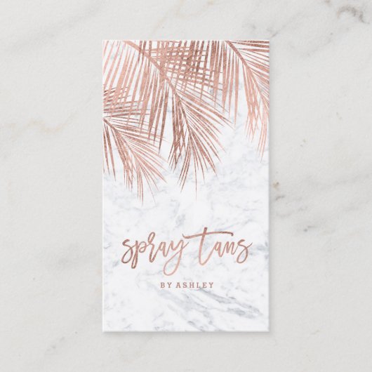 スプレーtansスクリプトバラ金ゴールドヤシの木の葉の大理石 名刺 (正面)