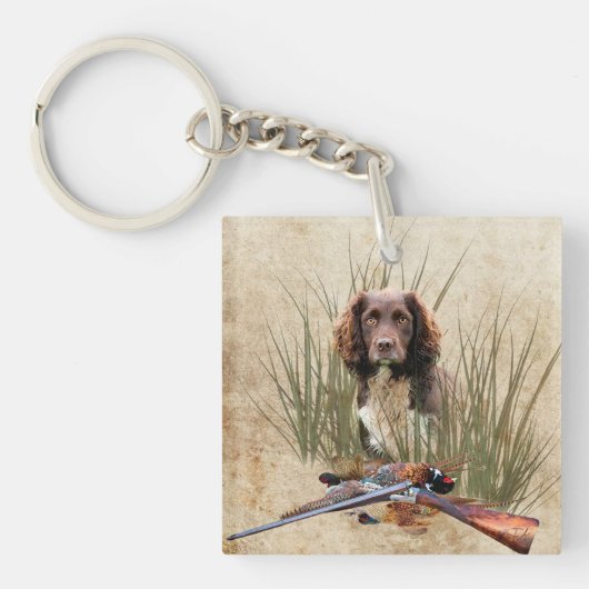 スプロケットスパニエル犬タペストリーポスタートリプチアクリル キーホルダー (正面)