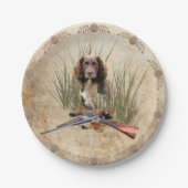 スプロケットスパニエル犬タペストリーポスタートリプチアクリル ペーパープレート (正面)