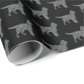 スプロケットスパニエル犬ドッグイエロー&ブラックグリッド線 ラッピングペーパー (ロールコーナー)