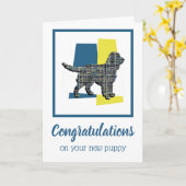 スプロケットスパニエル犬ドッグパピーおめでとう カード (黄色い花)