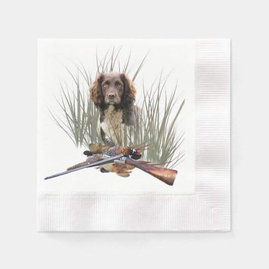 スプロケットスパニエル犬 縁ありカクテルナプキン (正面)
