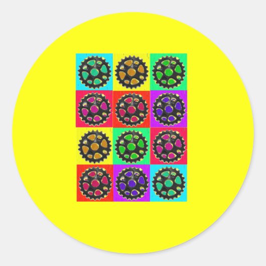 スプロケットPOPART- – サイクリストサイクリングギフト ラウンドシール (正面)