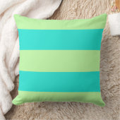 スプンキーアクアブルー&ライムグリーンストライプズ クッション (ブランケット)