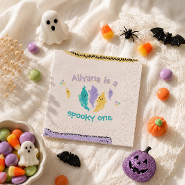 スプーキーかわいいカラフルハロウィンゴースト誕生日 スタンダードカクテルナプキン