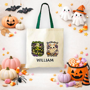 スプーキーかわいいハロウィントリックオアトリートパターン トートバッグ