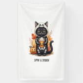 スプーキーかわいい猫のハロウィン 横断幕 (縦)