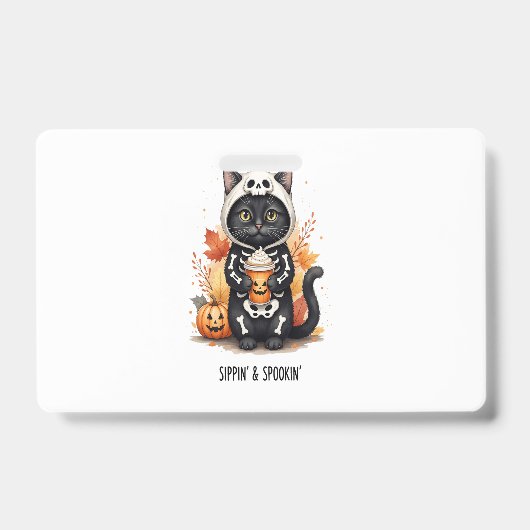 スプーキーかわいい猫ハロウィン バッジ (正面)