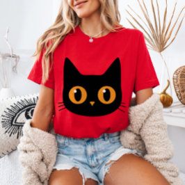スプーキーかわいい黒猫の顔のハロウィンフェリネ Tシャツ