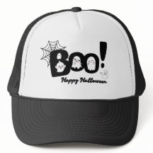 スプーキーかわいい"ブー!"ハロウィーンゴーストキャップ