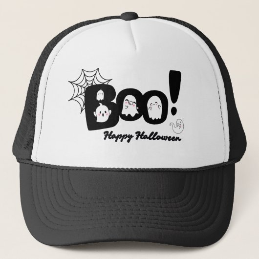 スプーキーかわいい"ブー!"ハロウィーンゴーストキャップ キャップ (正面)